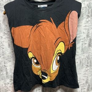 Zara Kids Black Tee with Bambi Graphic